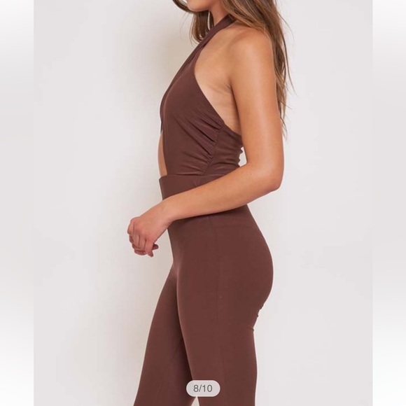 Brown Halter Jumpsuit - Picture 3 of 4